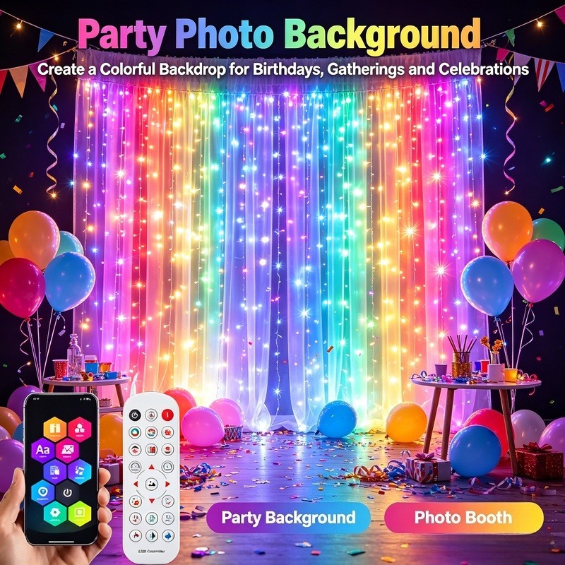 Fairy Light Curtain - Светодиодные занавески с управлением через приложение,
