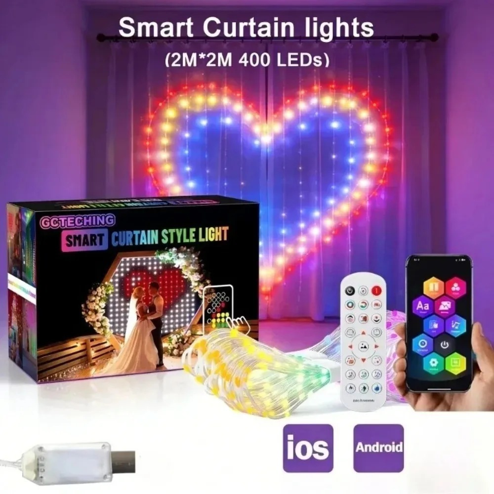 Умные RGB LED-гирлянды-шторы с – обзор и цена Fairy Light Curtain